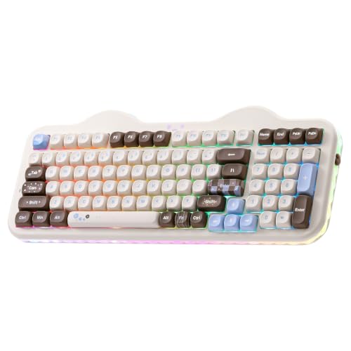 Image of YUNZII C98 Wireless Mechanical Keyboard with Number Pad,98 Key BT5.0 /2.4G /USB-C Hot Swap Gasket Mount with PBT MOA Keycaps,Custom RGB,Cute Cake Keyboard for Win /Mac (Choco, Milk V2 Linear Switch)