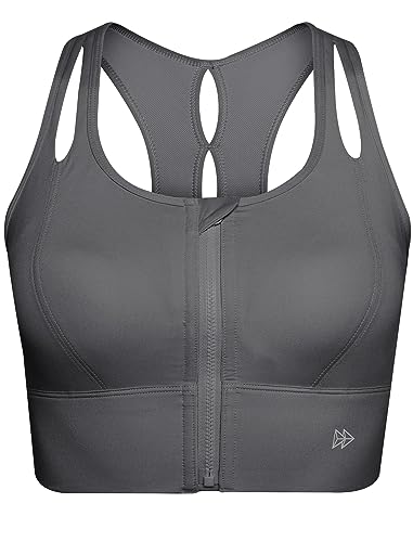 Brassière sport fermeture éclair avant et dos nageur rembourré