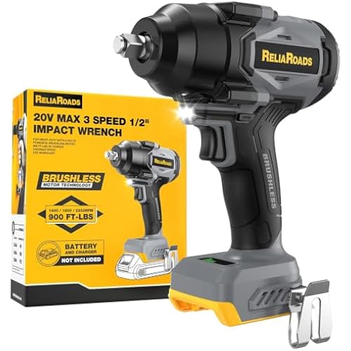 1/2" Cordless Impact Wrench 900 Ft-lbs Compatible with DeWalt 20V Battery