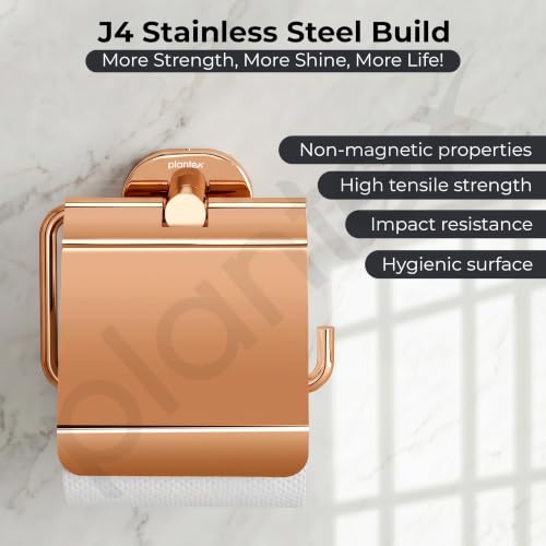 Image of Plantex J4 Stainless Steel Toilet Paper Holder for Bathroom /Tissue Holder for Washroom /Toilet roll Holder for Wall Mounted /Bathroom Accessories (PVD Rose Gold Finish) Onix