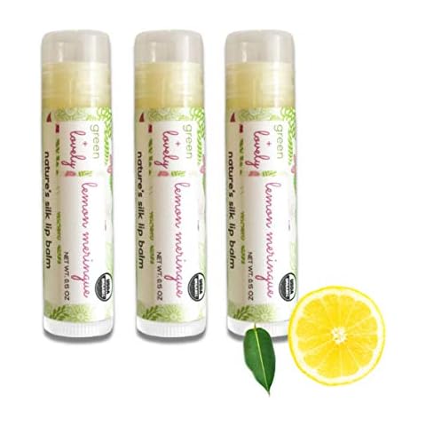 Organic Certified Lip Balm Butter(3 Pack) by Green and Lovely | Lemon Meringue Lip Oil for Total Hydration and Repair | 0.15 oz Lip Moisturizer Tube made with Premium Organic Ingredients Cover