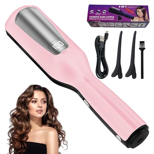 Split End Trimmer Mini Wireless Split End Remover with Led Display Quickly and Effectively for Broken Dry Brittle and Frizzy Split Ends (Pink)