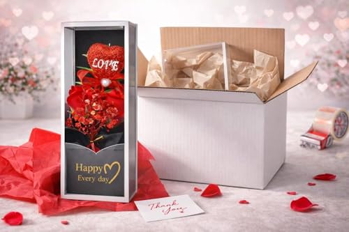 Image of Yadava Artificial Red Rose Flower for Valentine Day Gift Romantic Gift for Girlfriend Boyfriend Husband Wife | Cute Star Keychain, Message Bottle & Love Cards in Premium Gift Box (red Bouquet)