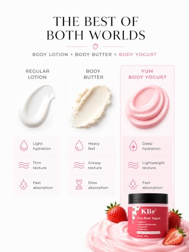 Image of Klir Yum Body Yogurt - Probiotic Strawberry Body Lotion with Hyaluronic Acid & Vitamin E - 100gm