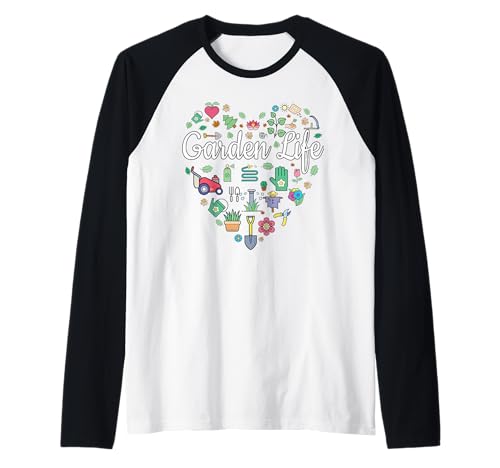 Corazón Gráfico Fresco Jardinería Amor Jardín Vida Camiseta Manga Raglan