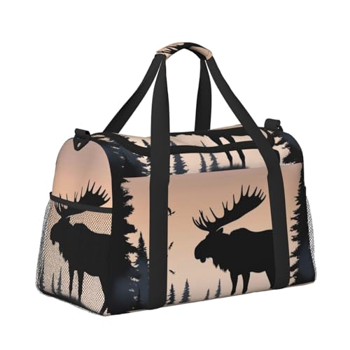 Moose Mountain Pine Tree Wilderness Travel Duffel Bag Lightweight Waterproof Carry On Tote Bag Foldable Weekender Overnight Bags Sport Gym Bag For Women Men3