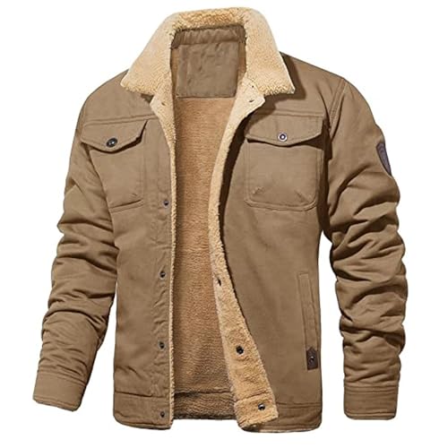 Veste en Faux Daim pour Homme Doublée Polaire Finition Rétro Haut de Gamme
