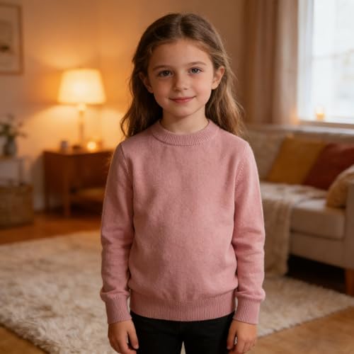 Image of CUNYI Boys Girls Crewneck Sweater Long Sleeve School Uniform Pullover Thermal Wool Solid Knit Top
