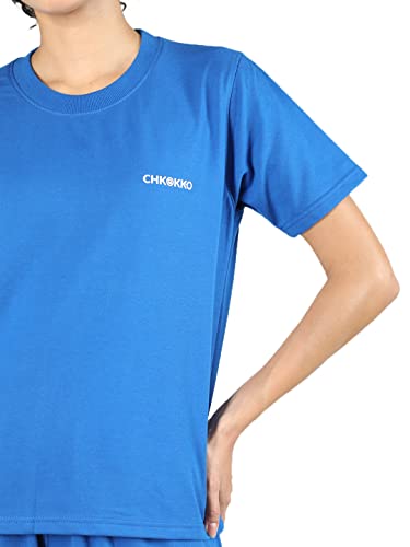 Image of CHKOKKO Women's Terry Cotton Loose Fit Half Sleeve Casual Style T-Shirt