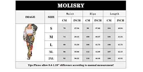 Molisry Women's Camo Cargo Pants High Waist Camouflage Printed Patchwork Sweatpants Joggers #TOP6