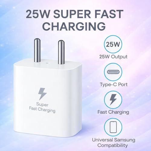 Image of 25W PD 3.0 Type C Superfast Charger Adapter for Samsung Galaxy M17|M07|M36|M06|A55|A35|F06|S25 fe|S22|S24|F36|F16|M35|S23|A06|iPhone|Tab S11| 25W by HESPA (SVXQ 3)