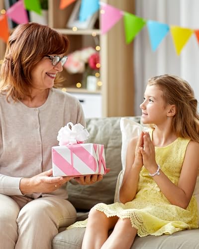Happy Birthday Gifts for Beautiful Daughter Granddaughter Niece, Adjustable Pink Pearl Heart Bracelet for 1-10 Year Old4