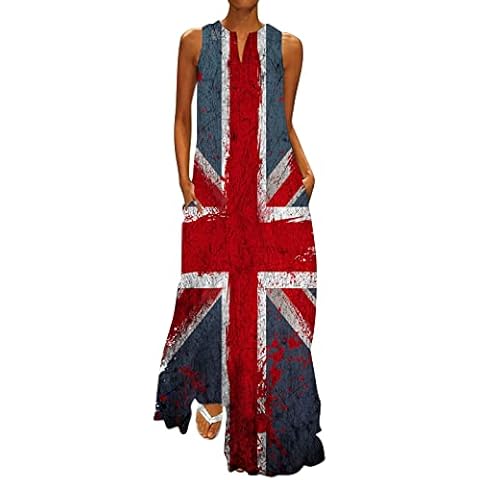 HOOUDO Union Jack Maxi Dress with Pockets Cover