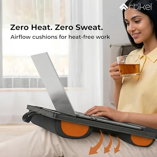 Image of Artikel Lap Desk Pillow for Laptop - Fits Up to 17 inch Laptop Portable Bed Desk Tray Built-in Mouse pad& Wrist Support-Wooden Lapdesk for Work from Home & Study with Cushion (Black)