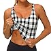 Women Girls Yoga Bras U-Shaped Back Comfortable Sweat Vest with Pads Elastic Sportswear for Gym Fitness, Grey Scottish Tartan Plaid Grid Art