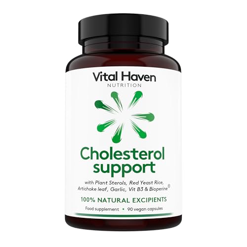 Vital Haven Cholesterol Control - Plant Sterols Red Yeast Rice VIT B3 Artichoke Leaf Garlic BioPerine - UK Made