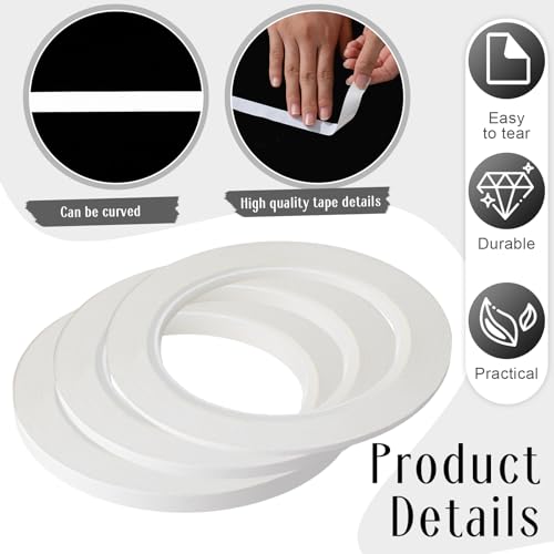 Image of Nezyo 6 Pcs Vinyl Pinstripe Tape Auto,White,1 /16,1 /8, 1 /4 Inch