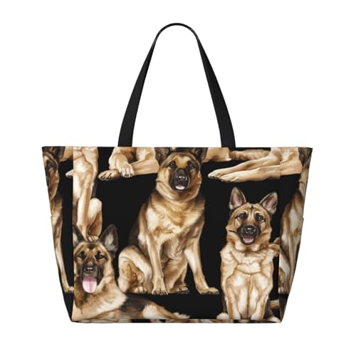 German Shepherd Dog Print Beach Tote Large Capacity Beach Travel Bag Waterproof Sandproof And Lightweight2