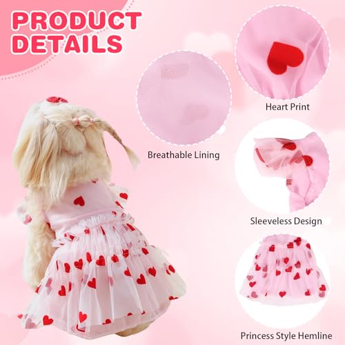 Yaopelky Niedliches Hundekleid, Prinzessinnen-Herz, Blume, Haustierkleidung für Katzen, kleine, mittelgroße Hunde, atmungsaktiv, Welpen, Tüllkleid, Haustier-Outfit für Yorkie, Teddy, Chihuahua,