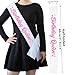 FSJJLLU 'Birthday Queen' Birthday Sash - White with Glitter Pink Letters - 1 Count - Satin - 3.74