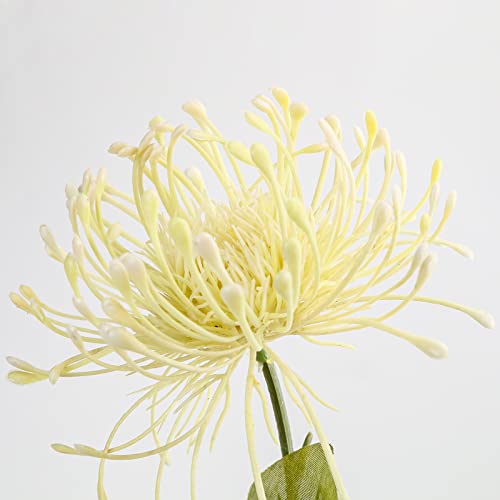 Oairse 4'' Large Artificial Chrysanthemum Flower 6 Flower Head with 84cm Long Stem White Fake Flowers Faux Spider Mums Flowers for Autumn Decor Wedding Flora Arrangement Bridal Bouquet - Image 3