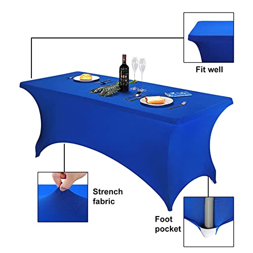 Image of FORLIFE Spandex Table Covers,Fitted Tablecloth for Rectangular Tables, Stretch Patio Table Covers, Universal Spandex Table Cover for Wedding, Banquet, Party (6ft, Royal)