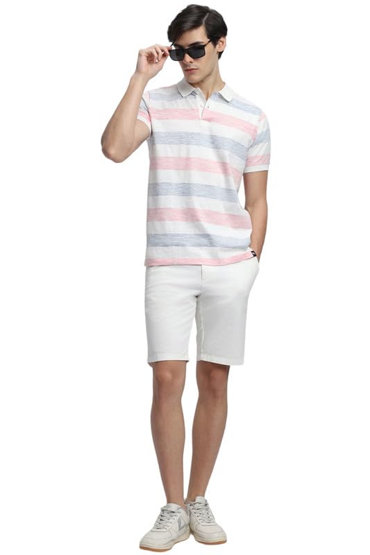Image of Dennis Lingo Men's Blue Cotton Polo Neck Tshirt, Regular Fit Half Sleeve