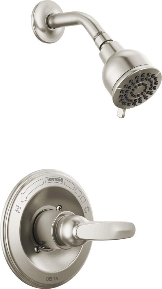 Delta Foundations 13 Series 2-Spray Shower Faucet Set, Brushed Nickel Shower Head and Handle Set, Valve Trim Kit, Stainless BT13210-SS (Valve Not Included) Shower Faucet Stainless