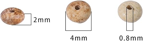 Miniatura 5 de Cuentas de piedra de disco de imagen marrón natural de 0.156 x 0.079 pulgadas, 160 cuentas de piedras semipreciosas sueltas para diseño de joyería