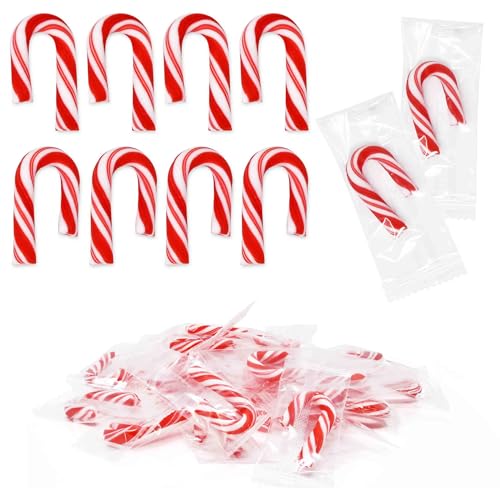 Gift Boutique 100 Pack Christmas Mini Candy Canes Individually Wrapped Peppermint Flavor Red & White...