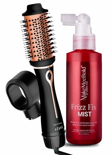 Urban Yog MakeMeeBold 3-in-1 Hot Air Brush & Frizz Fix Mist Combo | 1.5" Barrel Hair Dryer, Straightener & Volumizer | Anti-Frizz Hair Spray for Smooth, Frizz-Free Hair