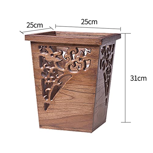 Papelera vintage de madera cuadrada sin tapa miniatura 2