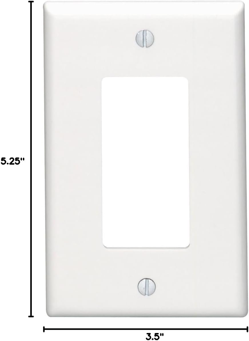 Leviton 80601-W 1-Gang Decora/GFCI Device Decora Wallplate, Midway Size, Thermoset, Device Mount, White, 20-Pack