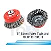 CoolTool 3-Inch Steel Twisted Wire Cup Brush For Removing Rust, Paint And Polishing For 4-Inch Angle Grinder (M10 Thread) (Red)