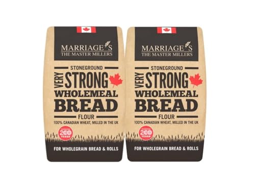 Marriages Millers Canadian Very Strong Wholemeal Bread Flour 1.5kg (Pack of 2) | High-Protein Wholemeal Flour | Ideal for Rustic Loaves Rolls & Pizza Bases