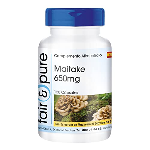 Fair & Pure® - Maitake 650mg - Polvo encapsulado - Vegano - Grifola frondosa - Alta pureza - 120 Cápsulas