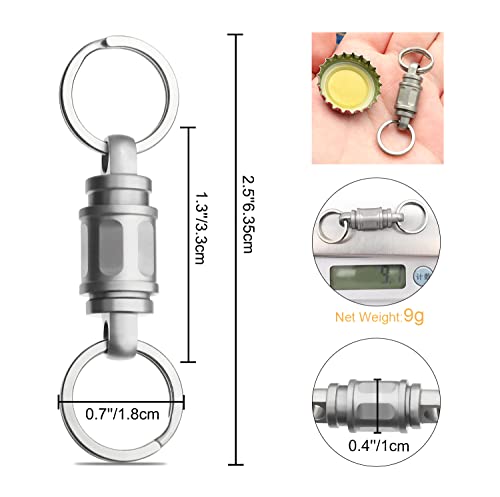 Pjytac Titanium Quick Release Keychain, Detachable Double-End Swivel Key Chain Connector Kit Heavy Duty Car Key Clip Multipurpose Secure Keyring #TOP4