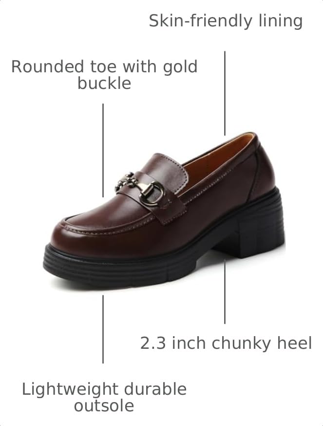 Image of Loafers for Women Chunky Platform Lug Sole Slip On Penny Loafer Shoes | Women's Classic Round Toe Loafers Business Casual Office Work Shoes Comfort Flats for Ladies Daily Dating Party School Wear