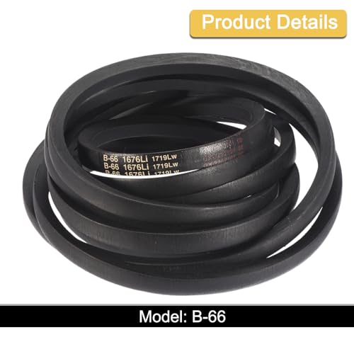 Image of uxcell 3 Pack B-66 Classic Wrapped V-Belt, 69 inch Outside Circumference Wrapped Industrial Rubber V-Belt B Profile V-Belt for Industrial Machinery Equipment, Black