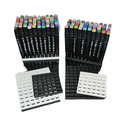 Organizador de Caneta Touch para 24 a 80 Unidades - Suporte para Canetinhas Touch Dupla Ponta, PLA Biodegradável, Compacto e Resistente(Suporte de 60 (17,5cm x10,5cm),Branco)