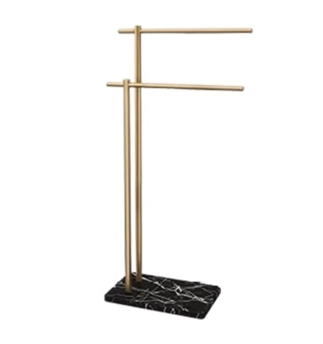 Dkrahrjj D+Black Towel Rack Floor Standing Towel Rail 2 Tier Metal Towel Rack With Marble Base Free-Standing Towel Holder Towel Stand For Bathroom Laundry Room/D+Black/45 * 80Cm