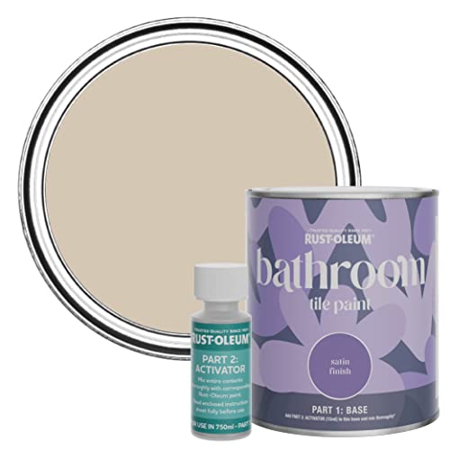 Rust-Oleum Beige Water-Resistant Bathroom Tile Paint in Satin Finish - Butterscotch 750ml