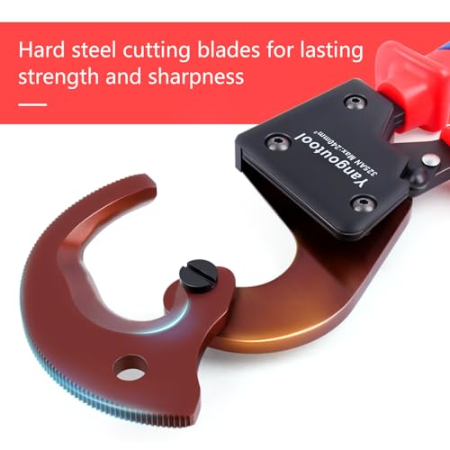 Image of Yangoutool Ratchet Cable Cutter Heavy Duty for Copper and Aluminum Cables, 240mm Capacity, Sharp Polished Edges, Ideal for Cutting Large Armored Electrical Wires, Perfect for Electricians
