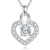 YDD 925 Sterling Silver Heart Necklace for Women, Moissanite Heart Pendant Necklace Valentine's Day Birthday Mothers Day Graduation Dainty Love Jewelry Gift for Her Mom Girlfriend Daughter