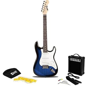 RockJam BlueBurst Elektrische gitaarset met 10 watt gitaarversterker, lessons, riem, gitaartas, picks, Whammy, lood en spaarsnaren