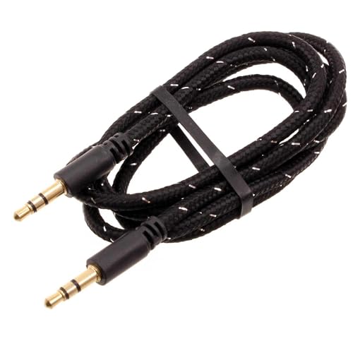 Cable Auxiliar 3.5mm trenzado negro compatible con T-Mobile REVVL Tab 2