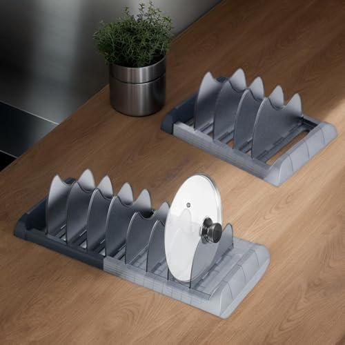 Organiseur de couvercle de casserole multifonctionnel à base extensible - 4