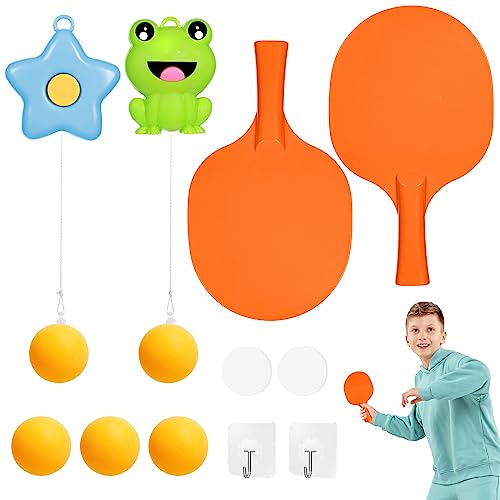 Flintronic Tischtennis-Trainer-Set, Verstellbarer Hängendes Set, Indoor-Trainer Mit Klebehaken für Kinder