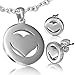 Produktbild ORDO Diamonds® geschnitztes Herz, Ohrringe und Anhänger, 316L Stahl, 316L Chirurgenstahl, symmetrisches Herz, runde Form Schmuck