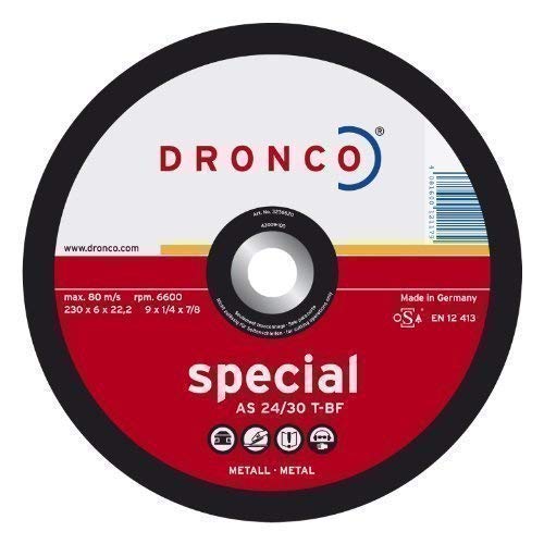 3116520100 Special AS 24/30 T Metal Grinding Disc, Stainless Steel, 115 mm Diameter x 6 mm Thickness x 22.23 mm Hole Diameter, 13280 rpm (Pack of 10)